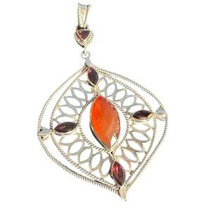 Himalayan Gems garnet and carnelian sterling silver pendant
